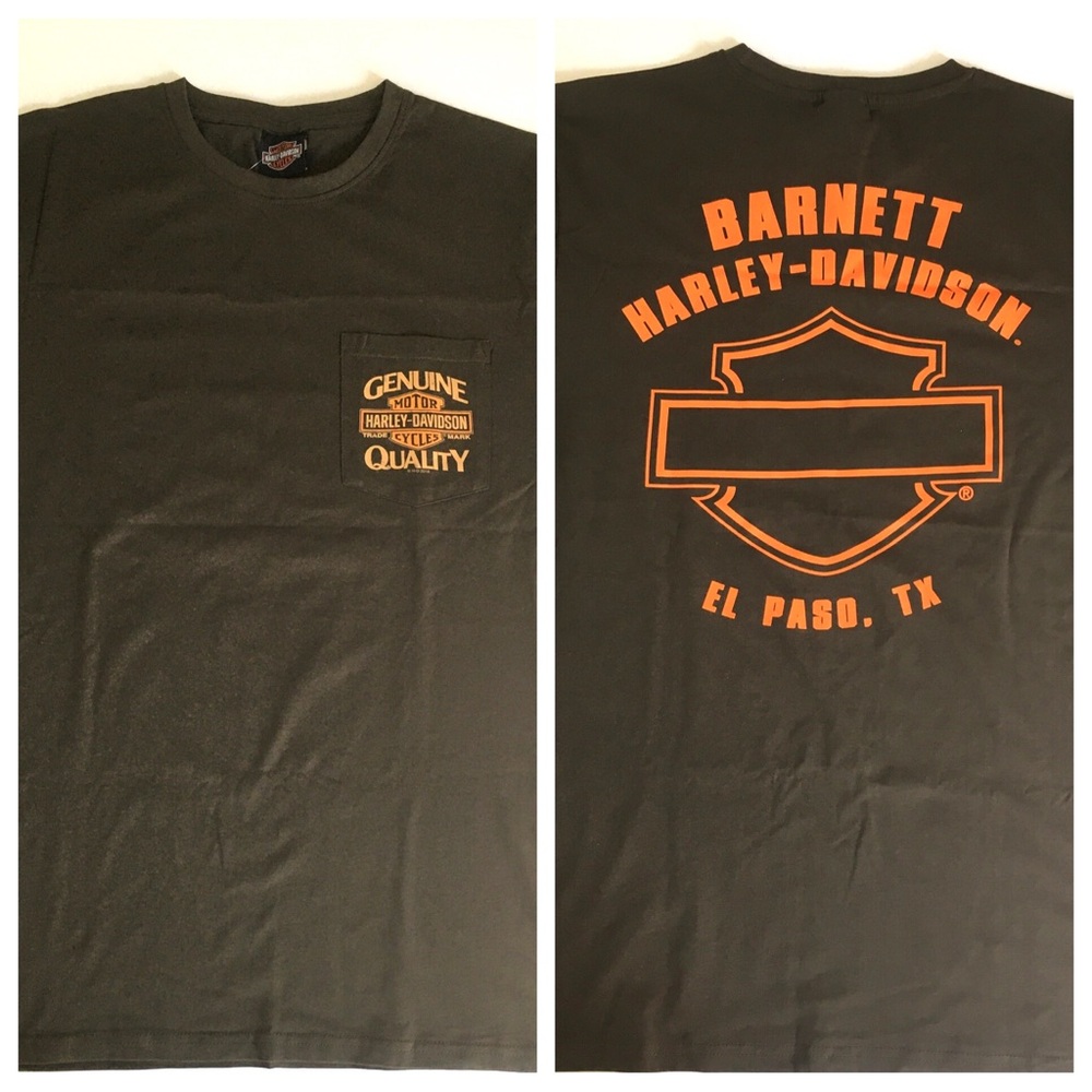 NWT Pocket T Shirt Dark Brown MEDIUM Barnett Harley, El Paso TX Harley Davidson